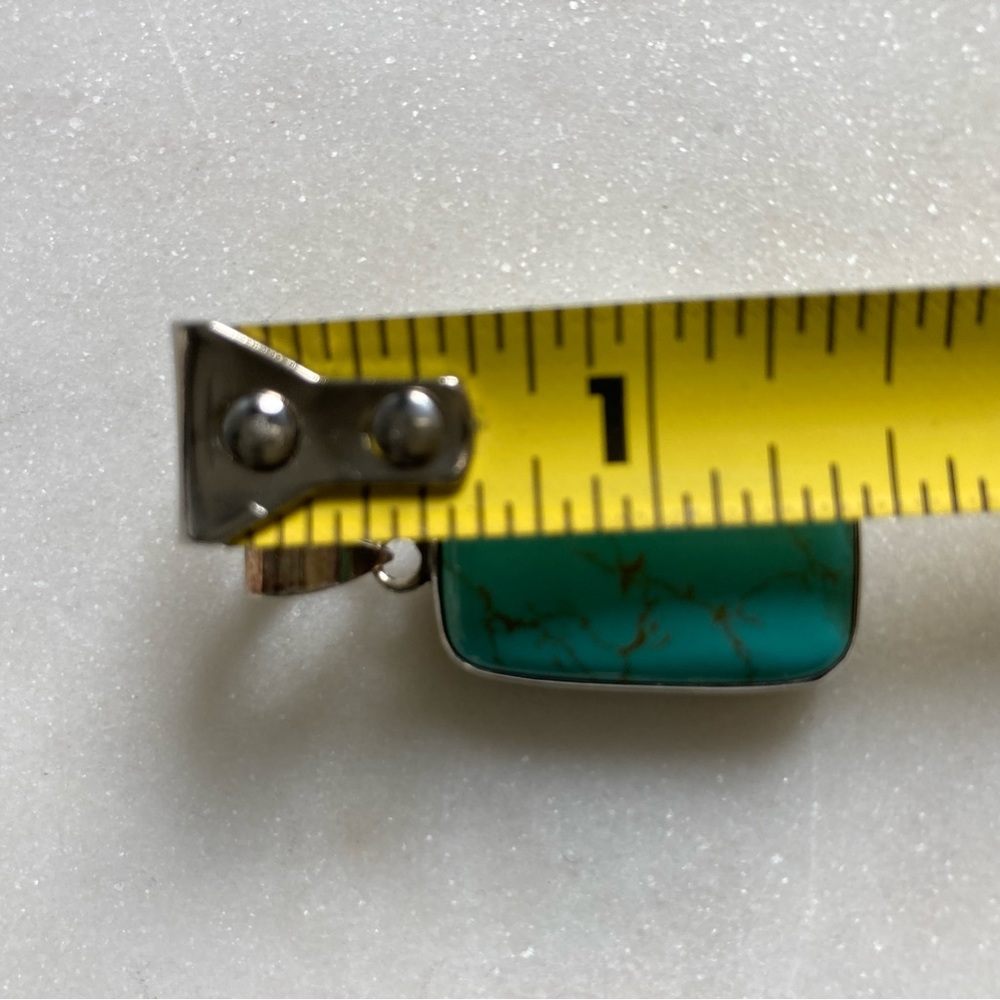 Sterling Silver Rectangular Turquoise Necklace Pe… - image 3